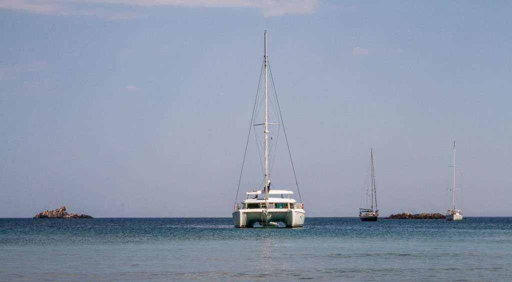 Ships sailing around Lopud Croatia near Sunj Beach