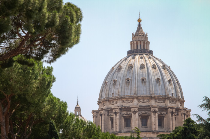 Dome of st peter's basilica as seen from the Vatican Museum
