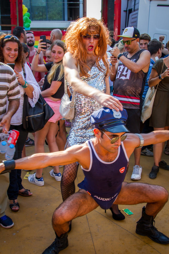 Barcelona Pride Drag Queen and Cop Dance