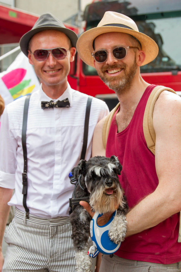 Gay Couple and Dog at Copenhagen Pride
