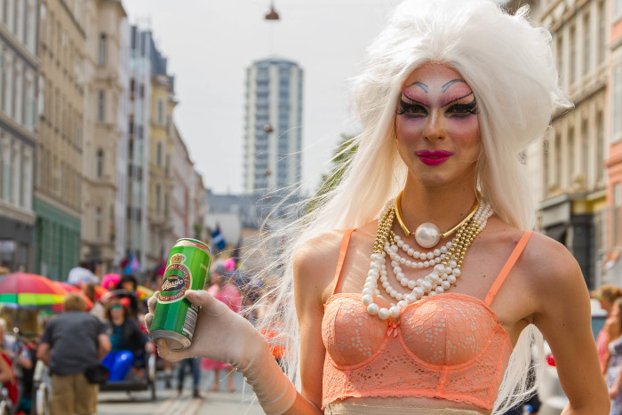 White Wig Drag Queen at Copenhagen Pride
