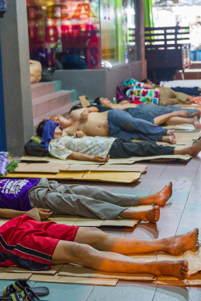 Homeless people Sleeping on the streets in Kuala Lumpur