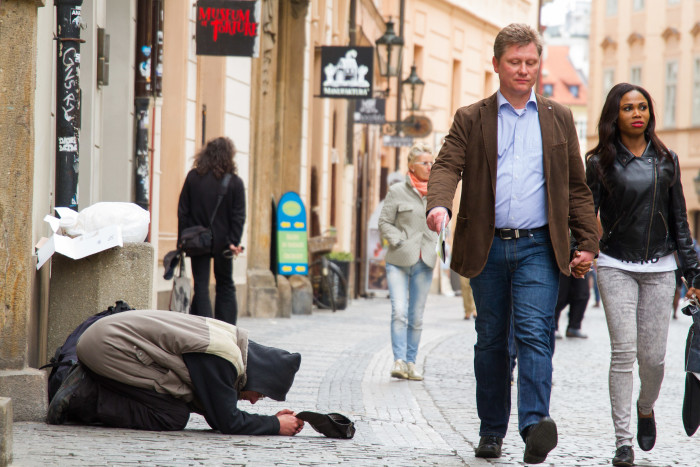 Man Begging in Prague
