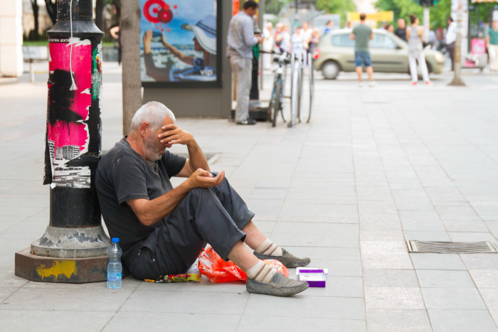 Man begging in Skopje