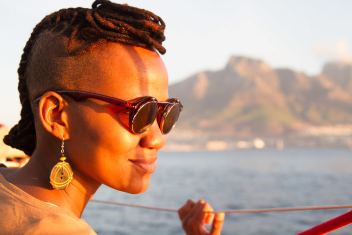South African woman in Cape Town at Sunset Travel Portrait