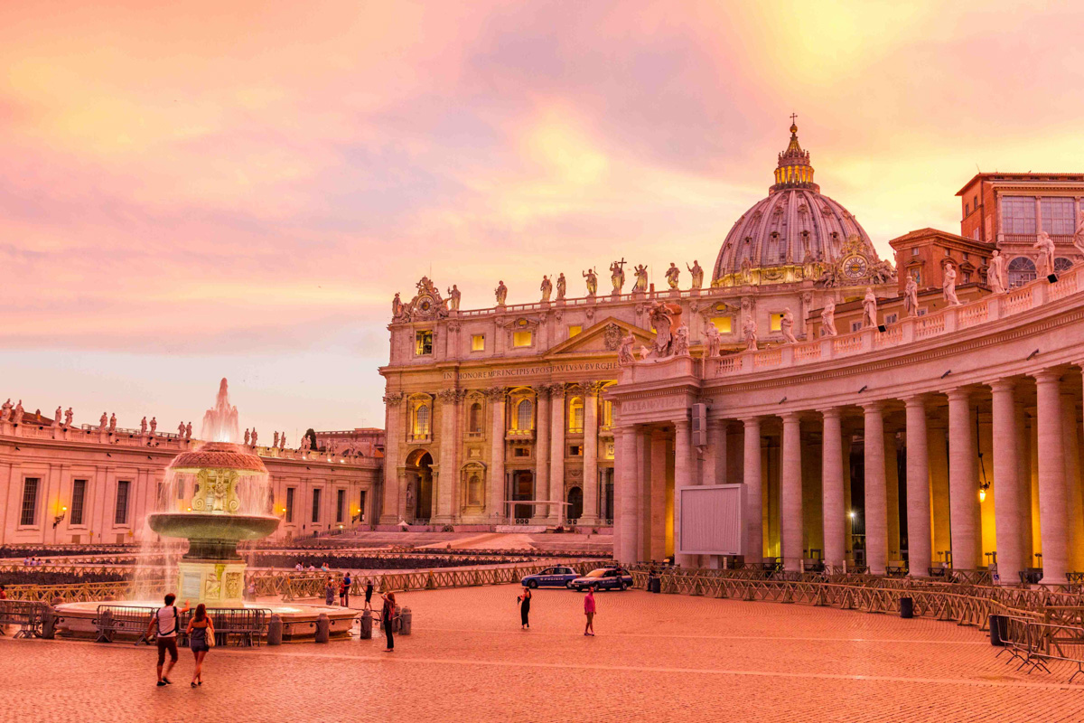 St.Peters Basilica in Vatican City Rome Italy During Sunset