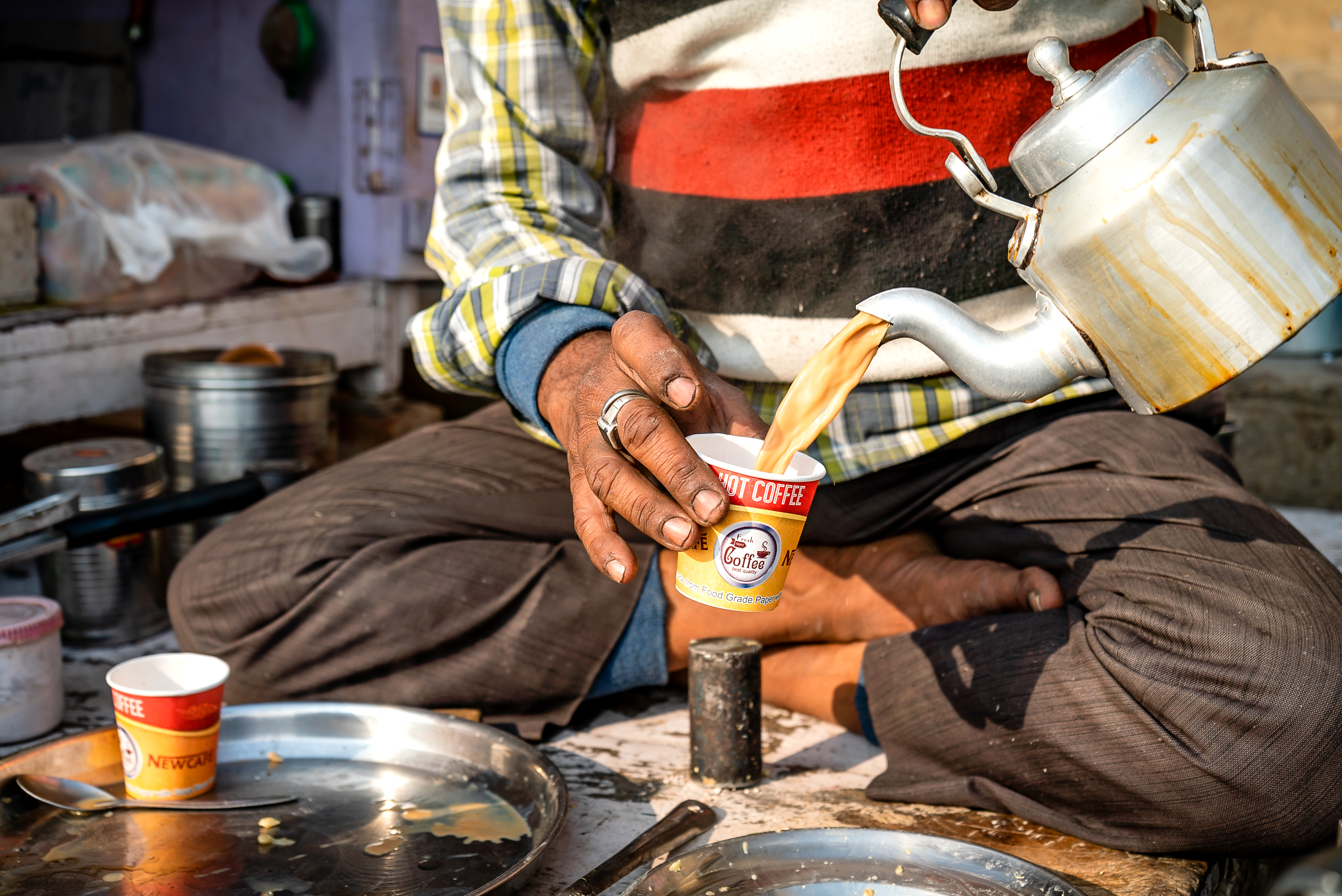 Man Serving Chai in Varanasi India